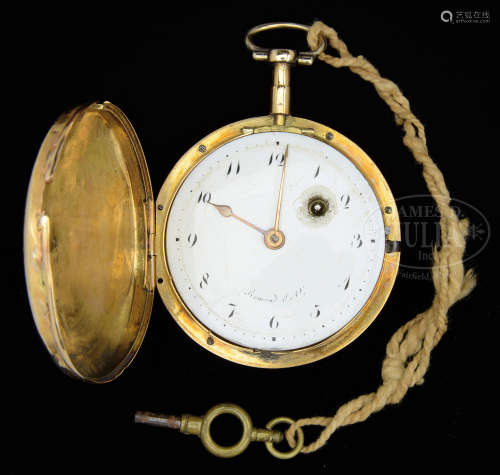 18KT GOLD HUNTER CASE POCKET WATCH BELONGING TO PAINE WINGATE (1739-1838).