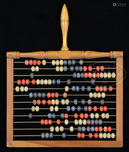 FINE CARVED AND PAINTED SHAKER MADE ABACUS.
