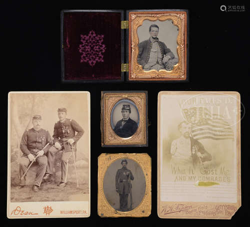 GROUP OF FIVE AMERICAN 19TH CENTURY MILITARY IMAGES.