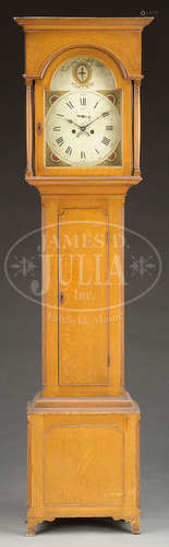 FEDERAL GRAIN PAINTED AND DECORATED TALL CASE CLOCK.