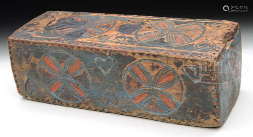 EXCEPTIONAL CARVED AND DECORATED CANDLE BOX.