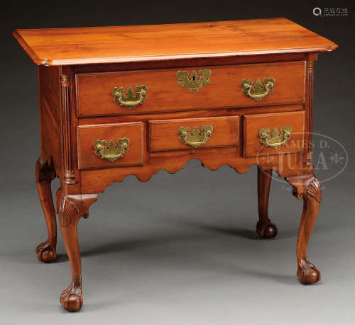 FINE CHIPPENDALE CARVED CHERRY LOWBOY.