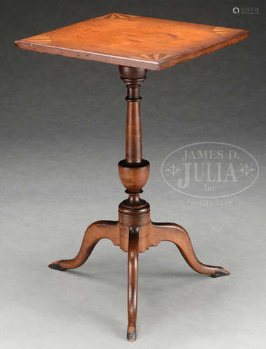 UNUSUAL CONNECTICUT FEDERAL INLAID CHERRY CANDLESTAND.