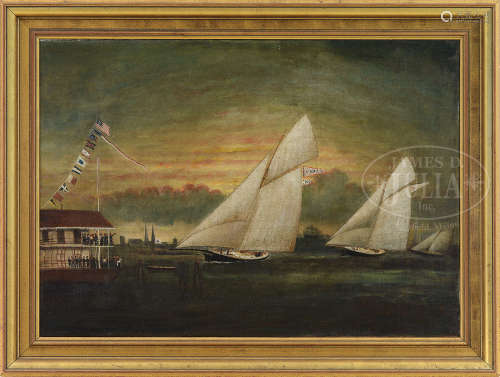 UNSIGNED (American, 19th Century) THE RACE BETWEEN FAVORITA AND THE CHESTER A. ARTHUR.