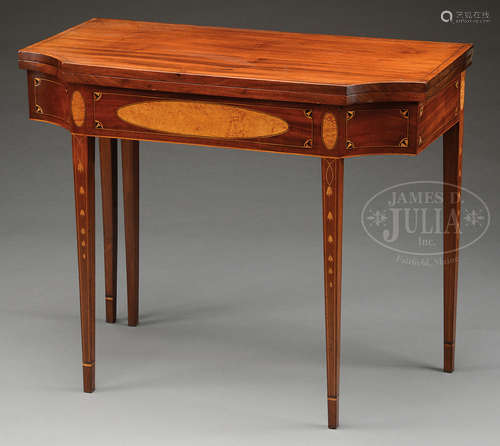 FINE INLAID MAHOGANY FEDERAL CARD TABLE.