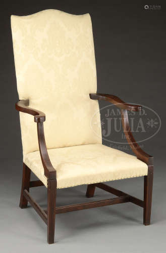 FEDERAL INLAID MAHOGANY LOLLING CHAIR.