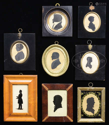 GROUP OF EIGHT FRAMED BUST SILHOUETTES.