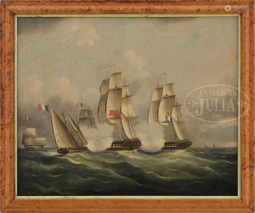 THOMAS BUTTERSWORTH (British, 1768-1842) FRENCH AND BRITISH NAVAL BATTLE.