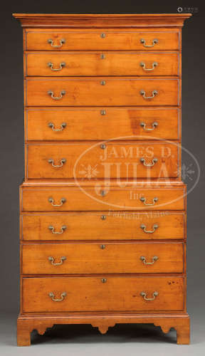 CHIPPENDALE MAPLE CHEST-ON-CHEST.
