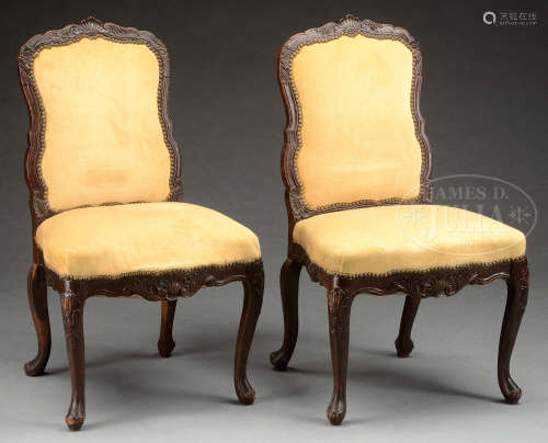 PAIR OF LOUIS XV CARVED FRUITWOOD SIDE CHAIRS.