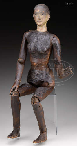 OUTSTANDING LARGE ARTICULATED ARTIST’S MODEL OR LAY FIGURE.