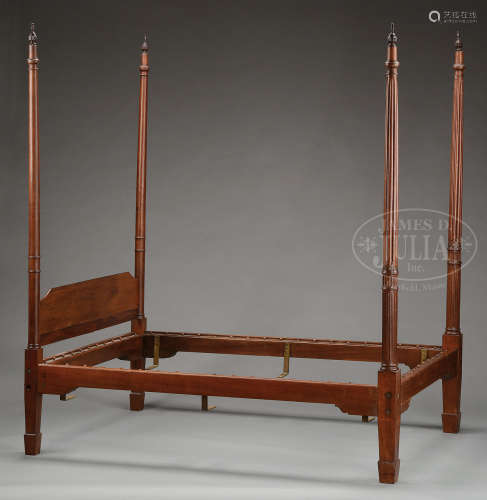 WELL CARVED CHIPPENDALE MAHOGANY CANOPY BED.