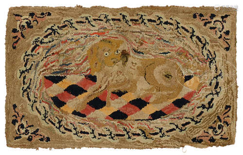 TWO AMERICAN HOOKED RUGS.