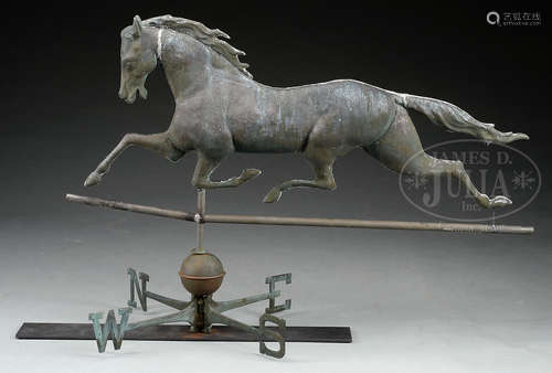 PATCHEN HORSE WEATHERVANE WITH BALL & DIRECTIONALS.