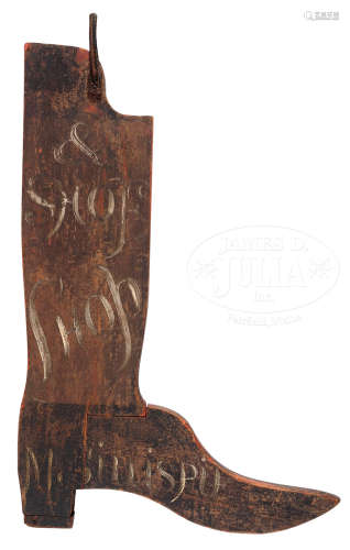 INTERESTING PAINTED PINE TRADE SIGN OF A BOOT.