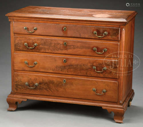 PENNSYLVANIA CHIPPENDALE CARVED WALNUT CHEST OF DRAWERS.