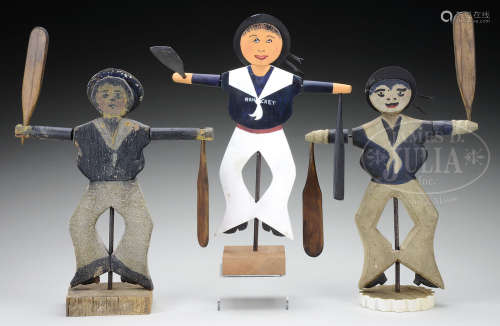 GROUP OF THREE SAILOR WHIRLIGIGS.