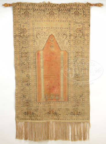 ANTIQUE BANDERMAN SILK PRAYER RUG.