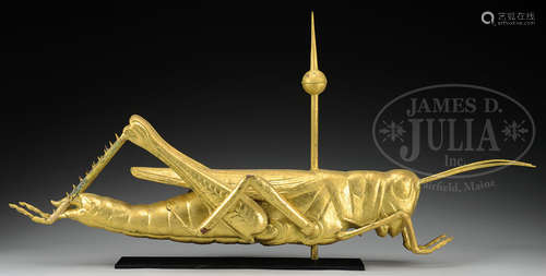 LARGE HOLLOW BODY COPPER GRASSHOPPER WEATHERVANE.