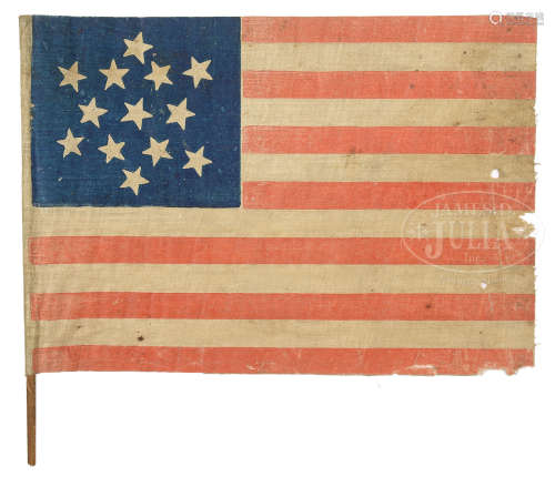 RARE 13-STAR 19TH CENTURY PARADE FLAG.