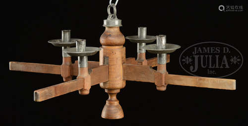 UNUSUAL EARLY AMERICAN X-FORM FOUR-ARM CHANDELIER.