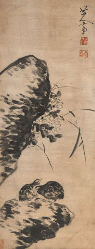 八大山人 花鸟 纸本立轴 114×41cm