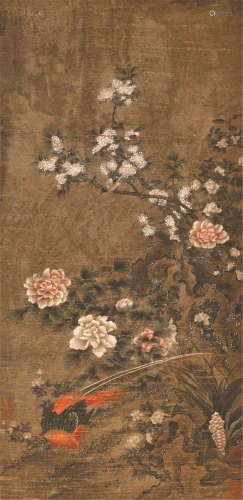 佚名 花卉 绢本立轴