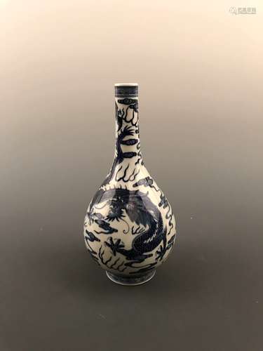 Chinese Blue and White Dragon Vase