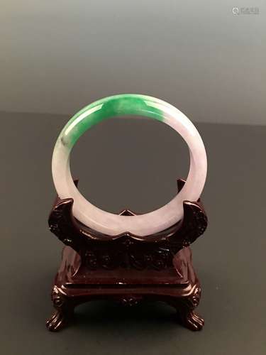 Green and White Jadeite Bangle