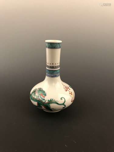 Chinese Doucai Dragon Design Vase with Qianlong