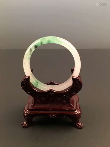 Green and White Jadeite Bangle