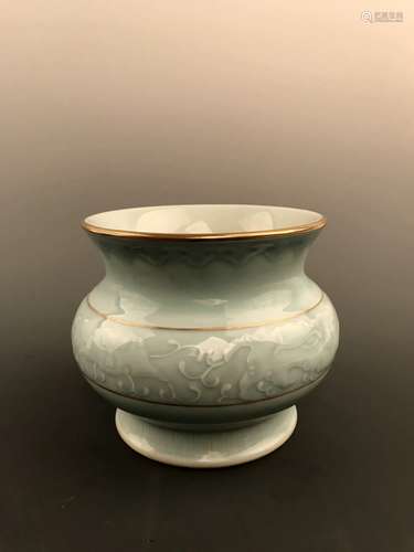 Chinese Light Blue Pot With Qianlong Mark