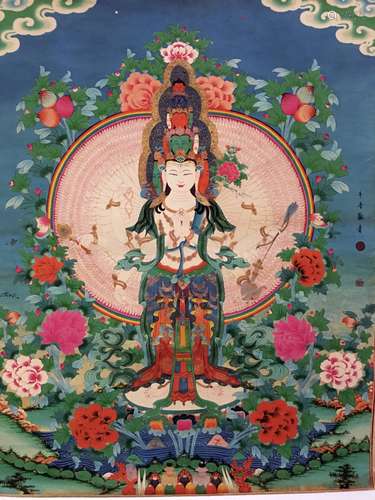 Fine Tibetan Water Color Thangka Painting