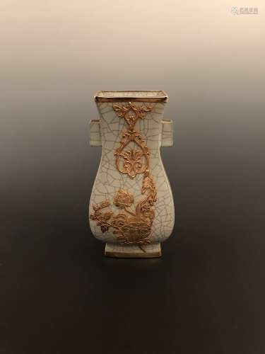 Chinese Guan Type Gilt Vase