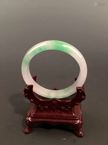 Green and White Jadeite Bangle