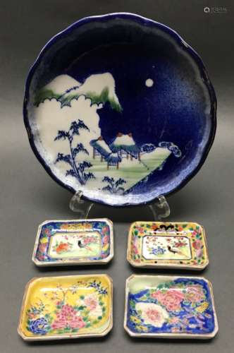 5 Japanese porcelain wares, Meiji period