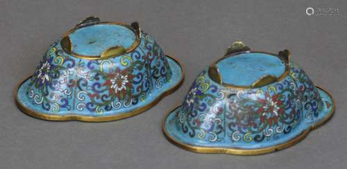 pair of Chinese gilt cloisonne planters