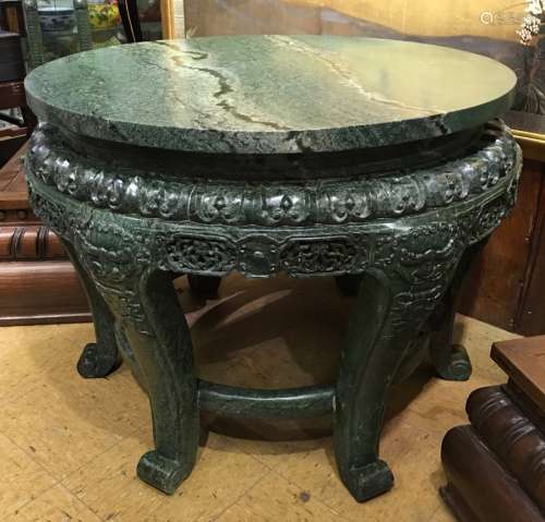 large Chinese carved jade/stone table
