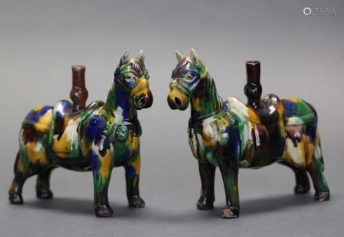 pair of Chinese sancai glazed horses, Qing dynasty