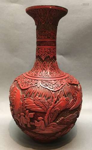 Chinese cinnabar bottle vase, 19th/Republican period