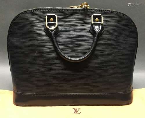 preowned authentic Louis Vuitton black Epi Alma bag