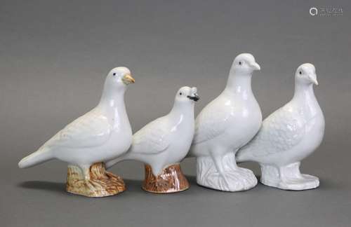 4 Chinese white glazed birds, Republican period