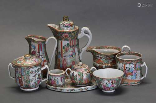 9 Chinese rose medallion porcelain wares, Qing dynasty