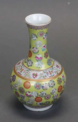 Chinese multicolor porcelain bottle vase w/ floral motif