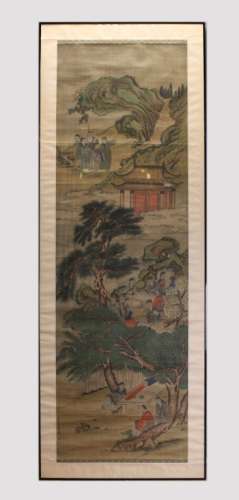 framed Chinese watercolor painting, 19th c.