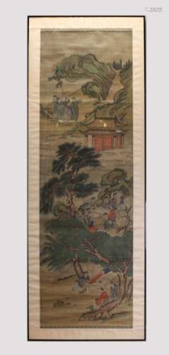framed Chinese watercolor painting, 19th c.