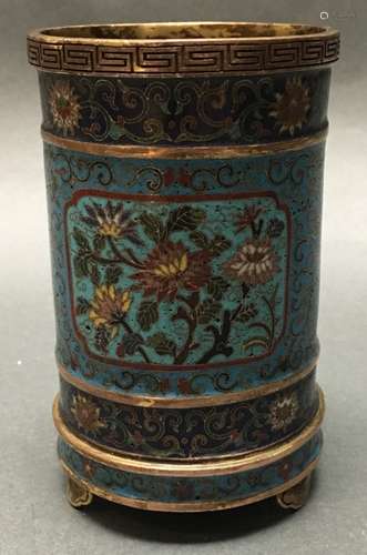 Chinese gilt cloisonne brushpot