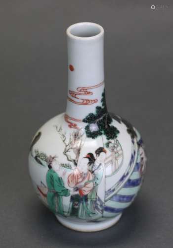 Chinese porcelain bottle vase w/ figural scene