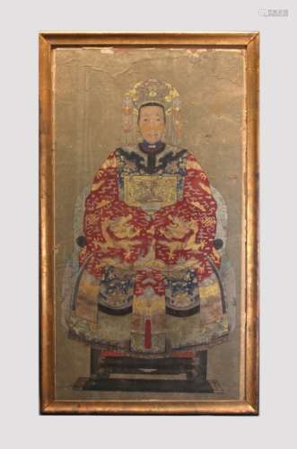 framed Chinese ancestral portrait, 19th c.