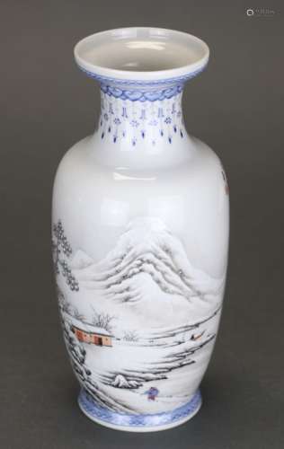 Chinese porcelain vase w/ snow scene motif